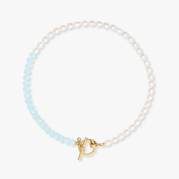 Kate Spade White Pearl and Light Blue Beaded Necklace
